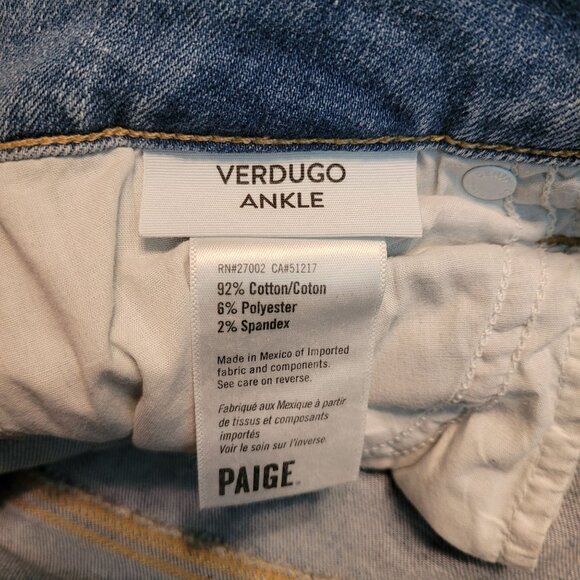 PAIGE Jeans Size 25 Verdugo Ankle Skinny Low Rise Raw Step Hem Rica - Picture 5 of 12